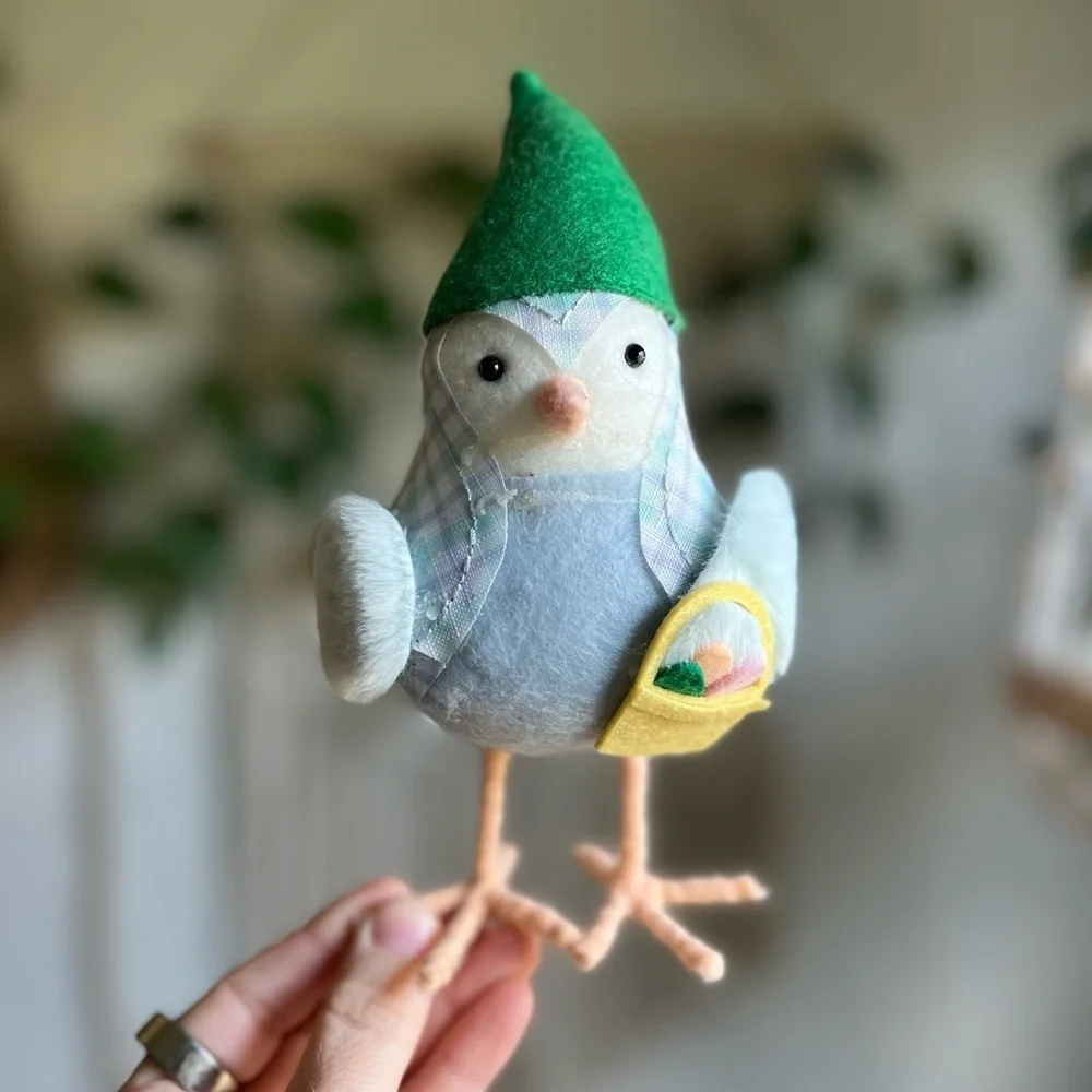 Target Wondershop Spring Bird Figurine Pastel Plaid Cottagecore Easter Decor